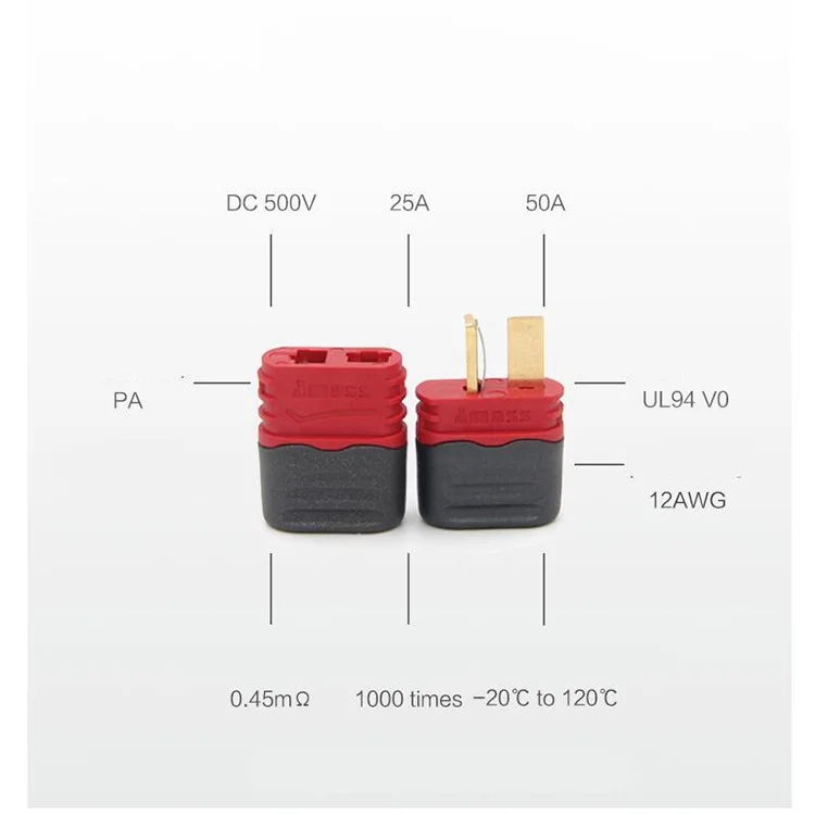 10PCS Vergaren 40A Hoge Stroom T Plug Deans Connector Metalen RC Lipo Batterij Slip Schede Behuizing Voor Vaste vleugel Modelvliegtuigen