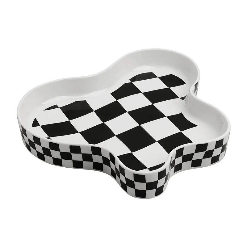 

Checkerboard Ceramic Trinket Dish Jewelry Tray Storage Home Decor