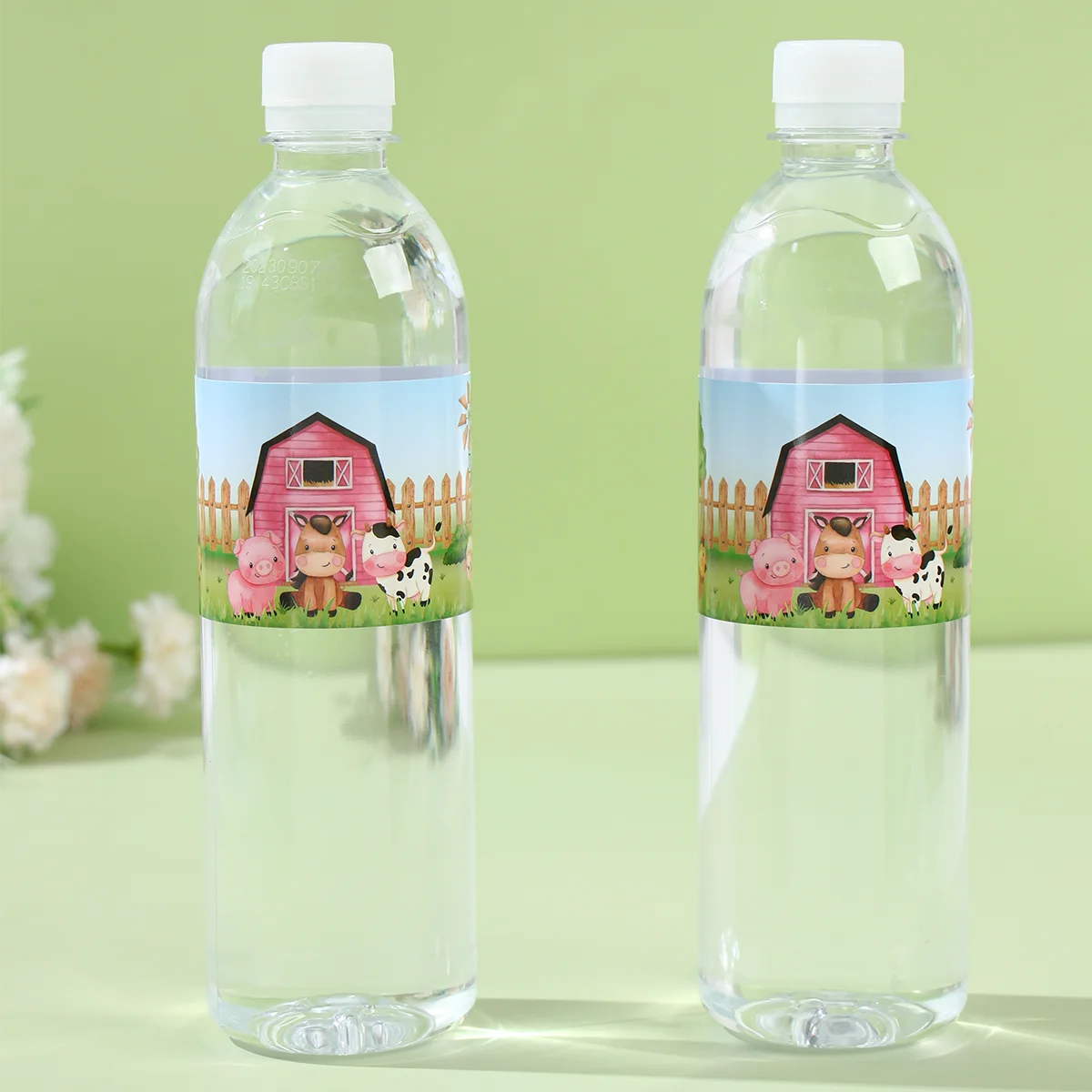 Pink Farm Animals Theme Bottle Stickers Birthday Party Supplies Farm Theme Birthday Party Decorations Baby Shower Girls Decor