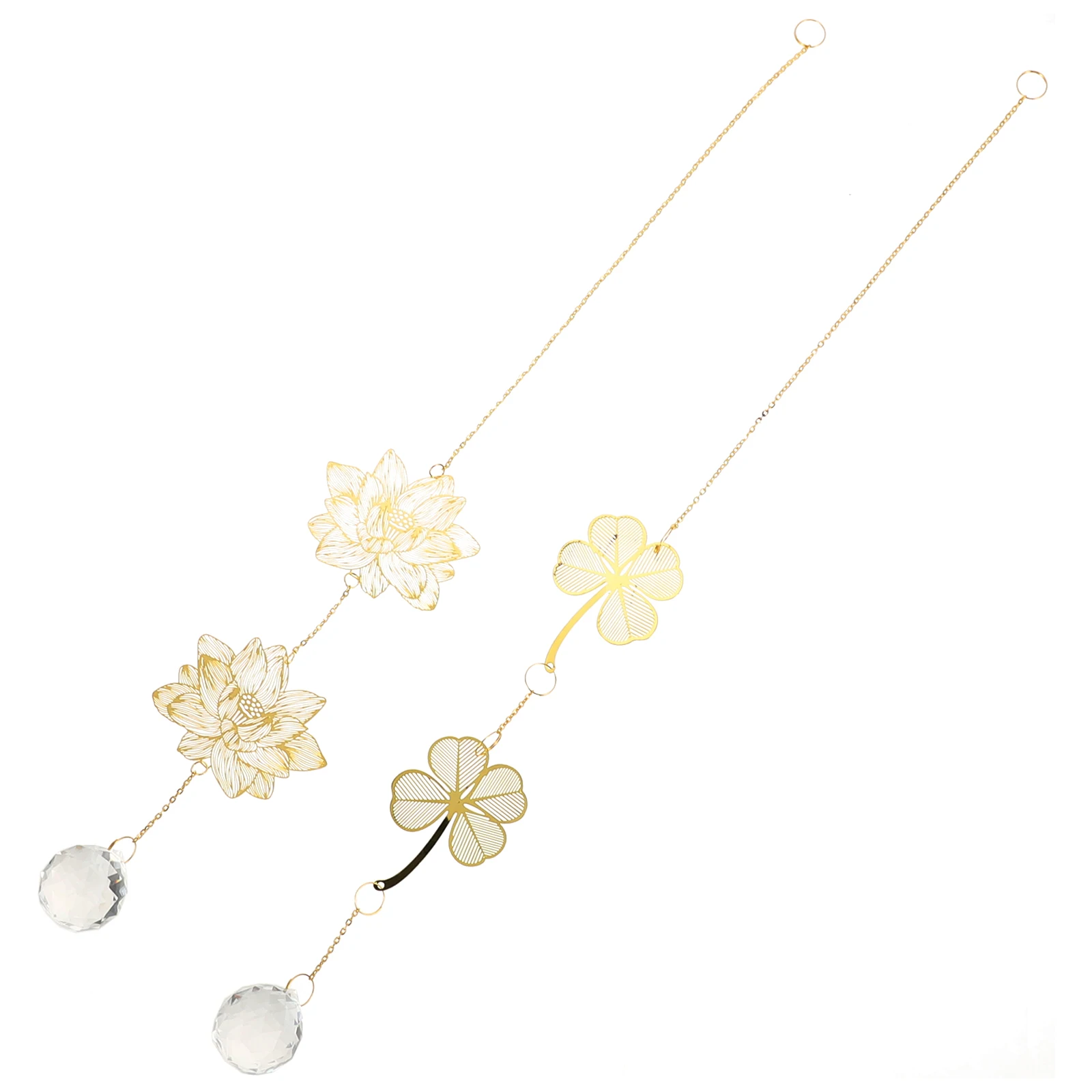 

2 Pcs Zipper Four-leaf Clover Lotus Hanging Decoration Crystal Ceiling Fan Pull Chain