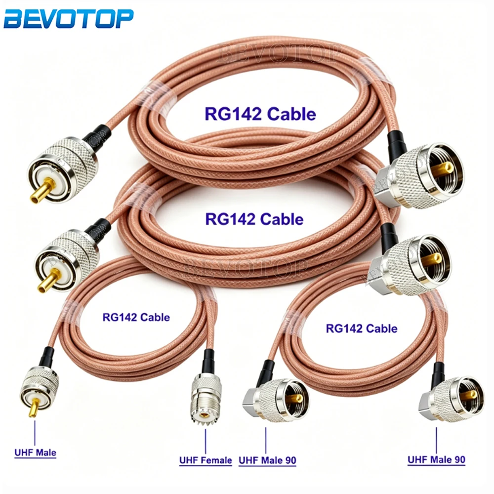 1Pcs RG-142 UHF Male to PL259 UHF Male/SO239 UHF Female Connector 50 Ohm Double Shielded RF Coaxial Pigtail Jumper Cable