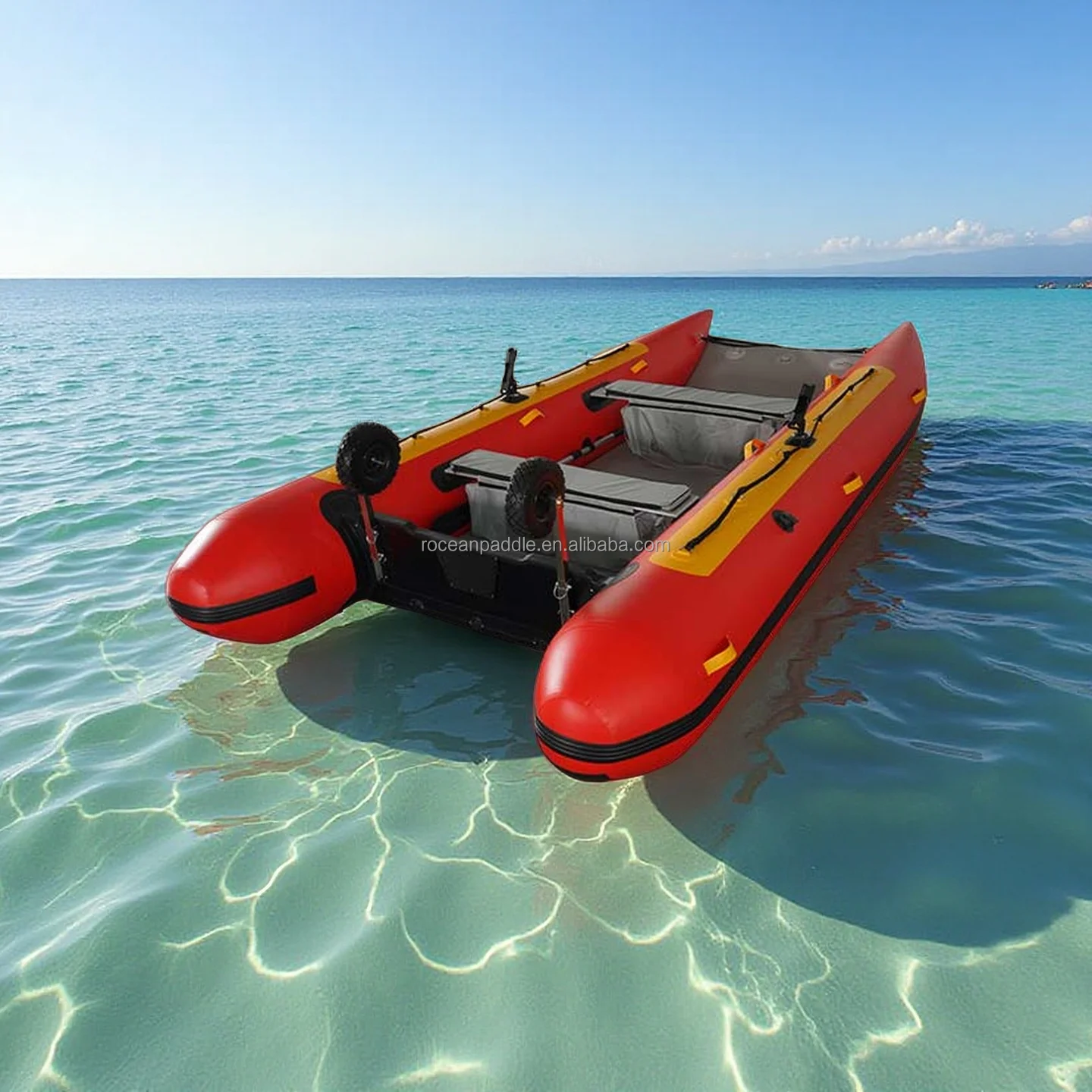 

CE Approved PVC Hull Material High Speed Inflatable Catamaran Boat Rubber Dinghy 360 390 420 With Fishing Holder