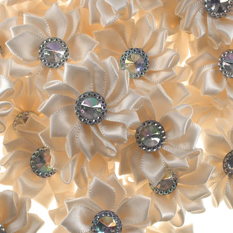 20Pcs Petaled Rosette Satin Ribbon Flowers For Packing Wedding Bouquet Flower Hair Cloth Craft DIY Accessories 4.5cm