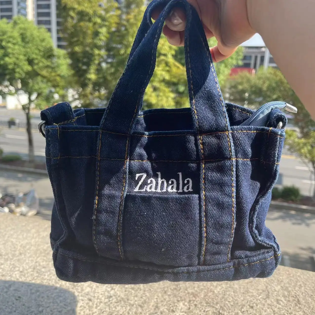 Name Embroidered Korean Summer Canvas Bag Denim One Shoulder Crossbody Bag Casual Versatile Handheld Women\'s Cloth Bag