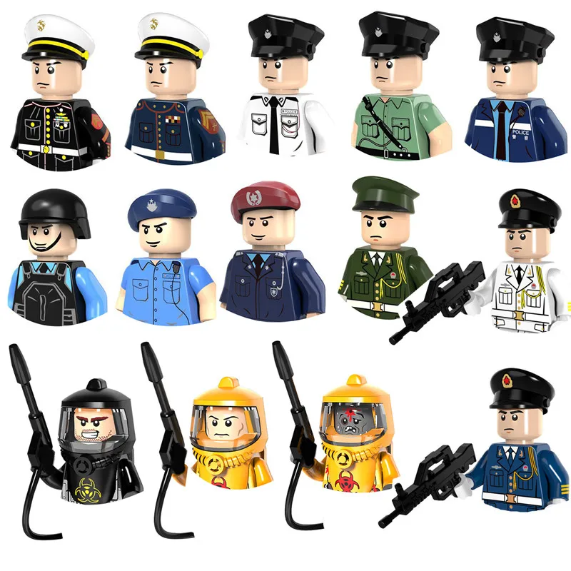 Special Police Urban Traffic Police Building Block Special Force With Weapon Firearms Mini  Doll Model Brick Boys Birthday Gifts