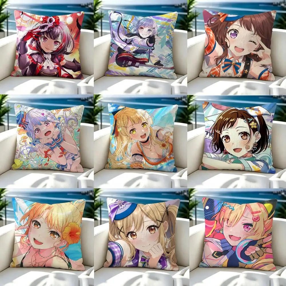 IP BanG Dream Cushion Cover Premium Skin‑Friendly Short Plush Pillow Cover, Airy Casual Cushion for Hotel Homestay