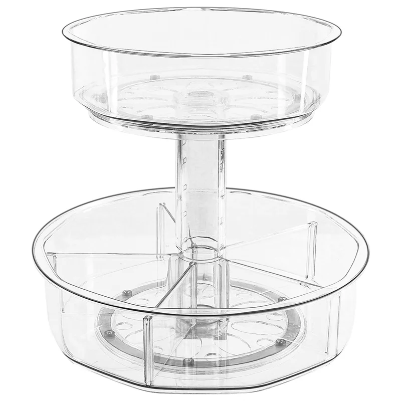 

2 Tier Lazy Susan Organizer Turntable Clear Spice Rack Organizer for Cabinet Cabinet Organizer for Pantry