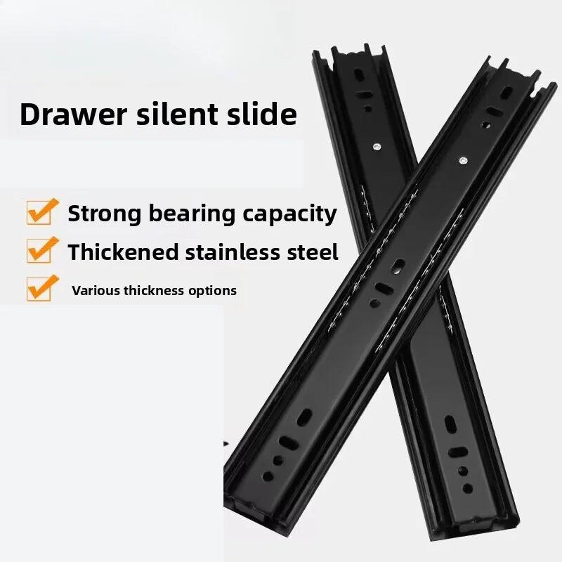 Guías para cajones, amortiguador hidráulico de acero laminado en frío, tobogán silencioso de tres secciones, guía para armario, herrajes para muebles