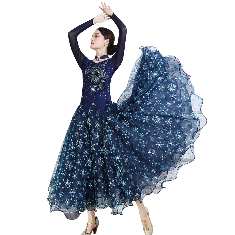 Flower Ballroom Dance Dresses For Women High Quality Stage Costume Practice Wear Floral Flamenco Dresses Exotic Dancewear