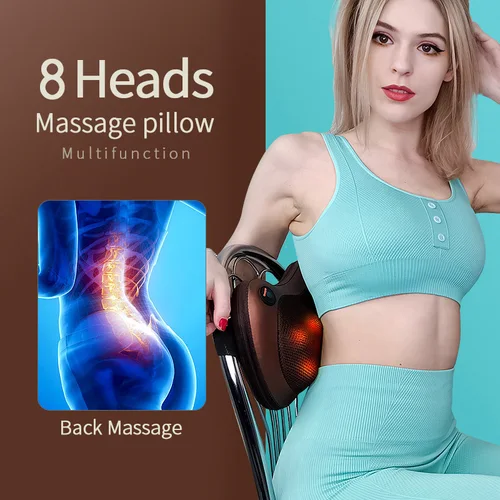 Imagen 2 del producto Masajeador de cabeza para coche, hogar, masaje Cervical Shiatsu, cuello, espalda, cintura, cuerpo, almohada de masaje eléctrica multifuncional, cojín