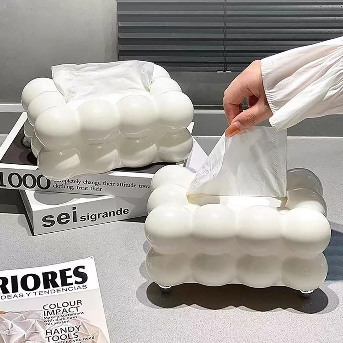 

Facial Tissue Holder Non Slip Ceramic Tissue Box Cover Tissue Dispenser for Living Room Home Household Kitchen Countertop ﻿