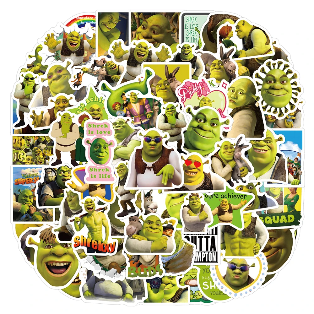 50/120PCS Movie Monster Shrek Stickers Graffiti Toys PVC Waterproof Laptop Suitcase Guitar Cartoon Decals Decoration Gifts