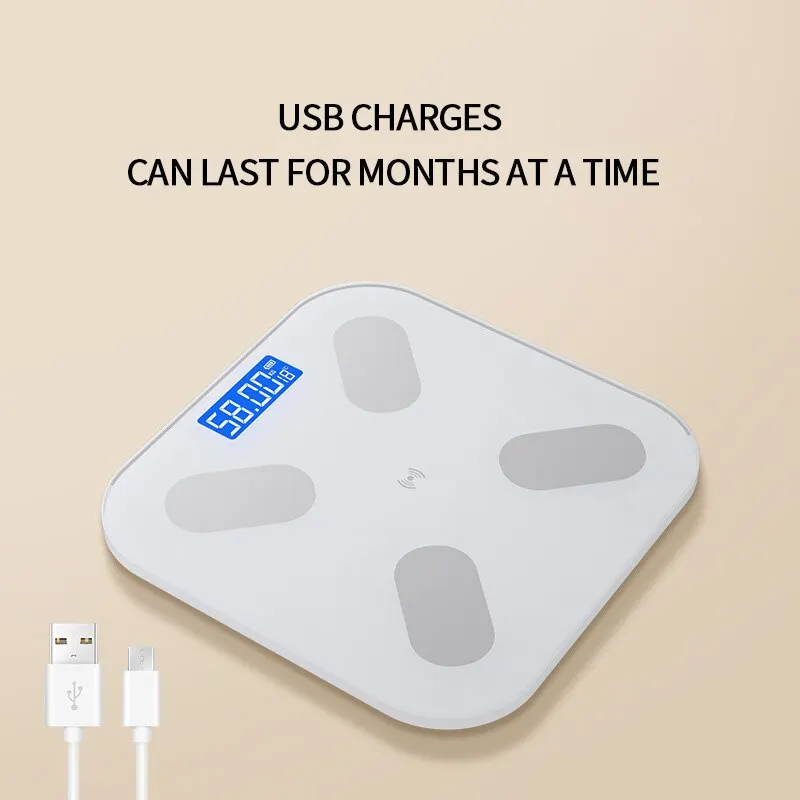 Smart Bluetooth Digital Body Weight Scale, Electronic Scale App, Rechargeable Battery, Floor Scales for Body BMI, New, 2024