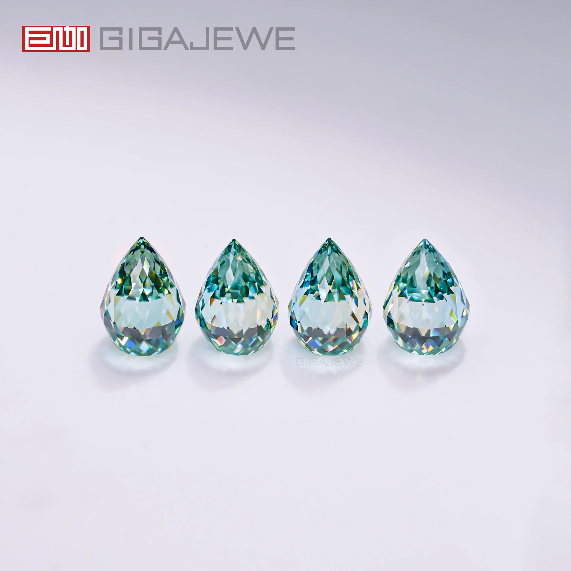 GIGAJEWE Briolette Pineapple Cut Cyan Color Moissanite PFL-remium Gems Loose Diamond Test Passed Gemstone For Jewelry Making