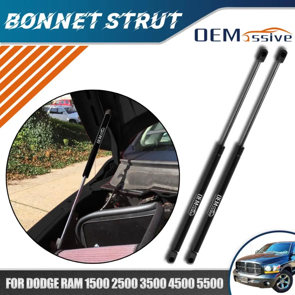 1Pair For Dodge Ram 1500 2500 3500 4500 5500 Front Hood Lift Supports Struts Bonnet Shocks Black White Gas Spring Dampers Holder