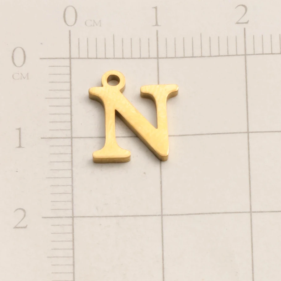 Echt vergoldeter Anhänger mit englischen Buchstaben, kleine A-Z Initialen-Charms für Schmuckherstellung, DIY-Namensanhänger aus Edelstahl, Geschenk. – Detail 16