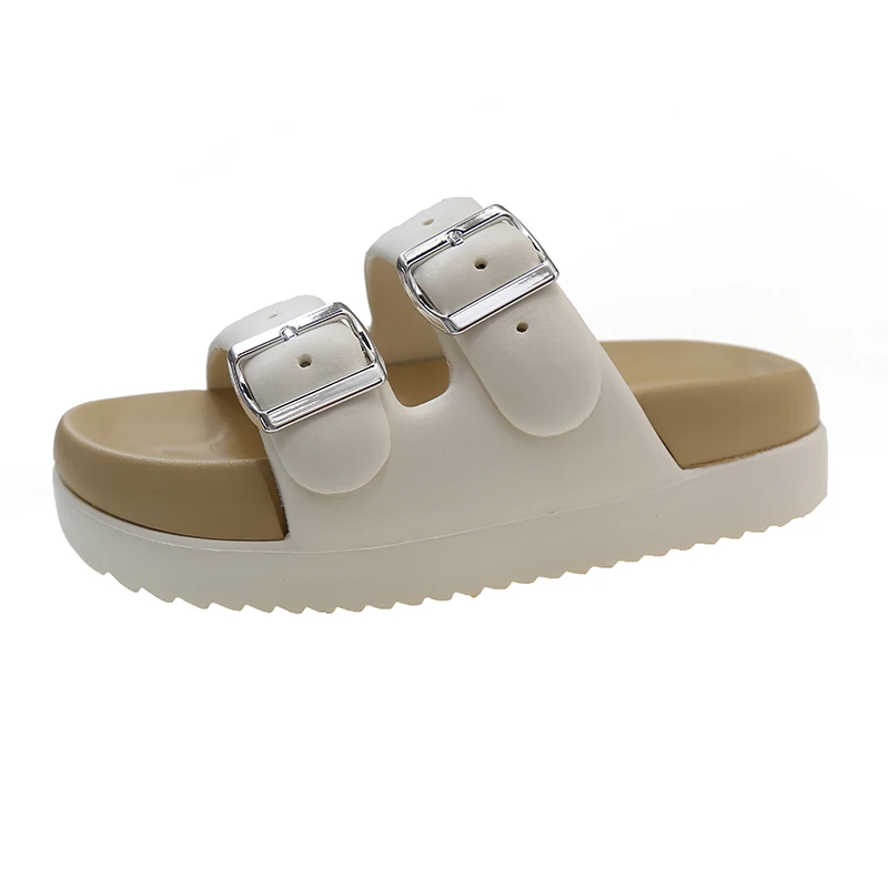 Zapatillas de tacón alto con plataforma para mujer, zuecos de goma y PU, calzado de verano