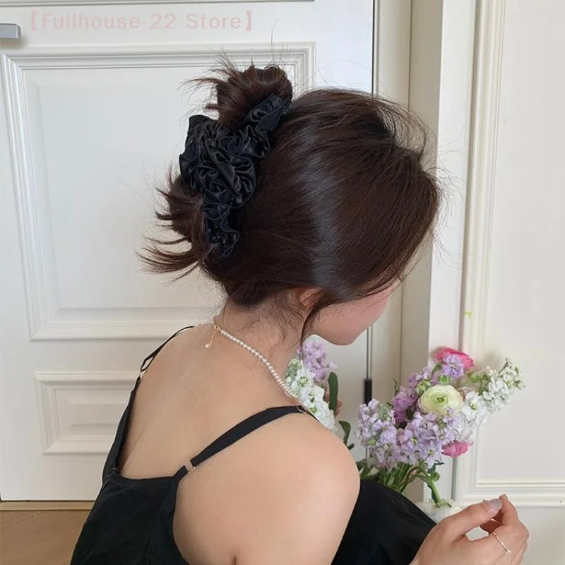 【MAX-22】1 pçs retro plissados grampo de cabelo para mulheres cor sólida rabo de cavalo titular garra headwear moda acessórios para o cabelo