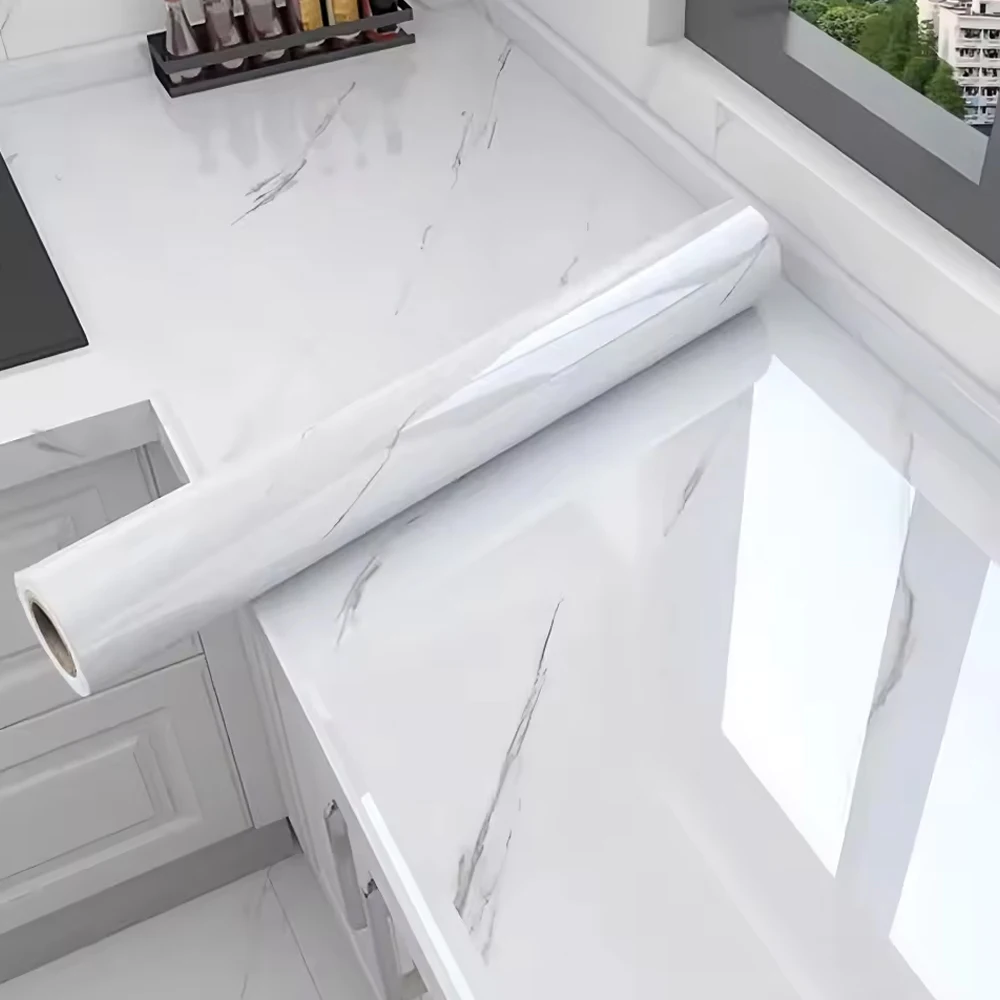 PVC 60cm waterproof marble self-adhesive wallpaper bathroom cabinet countertop contact paper waterproof wall sticker