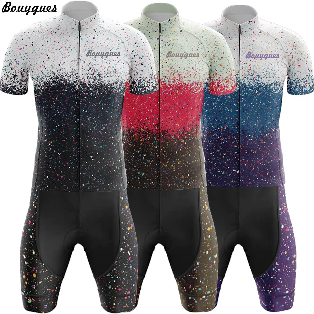 Paint Splatter Club Cycling Jersey Set Summer MTB Race Bicycle Clothing Short Sleeve Ropa Ciclismo Outdoor Riding Bike Uniform