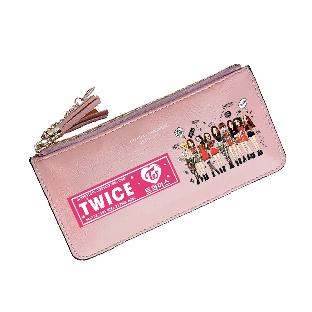 Kpop Twice Women Long Change Purses Large ID Card Holders Girls Cute Wallets Pink Coins Pockets Kawaii Phone Cltuch