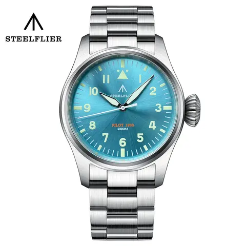 STEELFLIER Official NEW SF740 Quartz Wristwatch Big Crown C3 Luminous VH31 Mute Movement Fashion Business Men Waterproof Watch