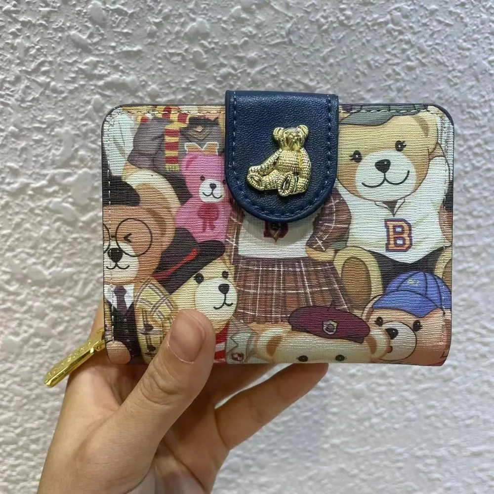 Small Integrated ID Card Bag Little Bear Short Style Wallet Square Multi Functional Coin Bag Women