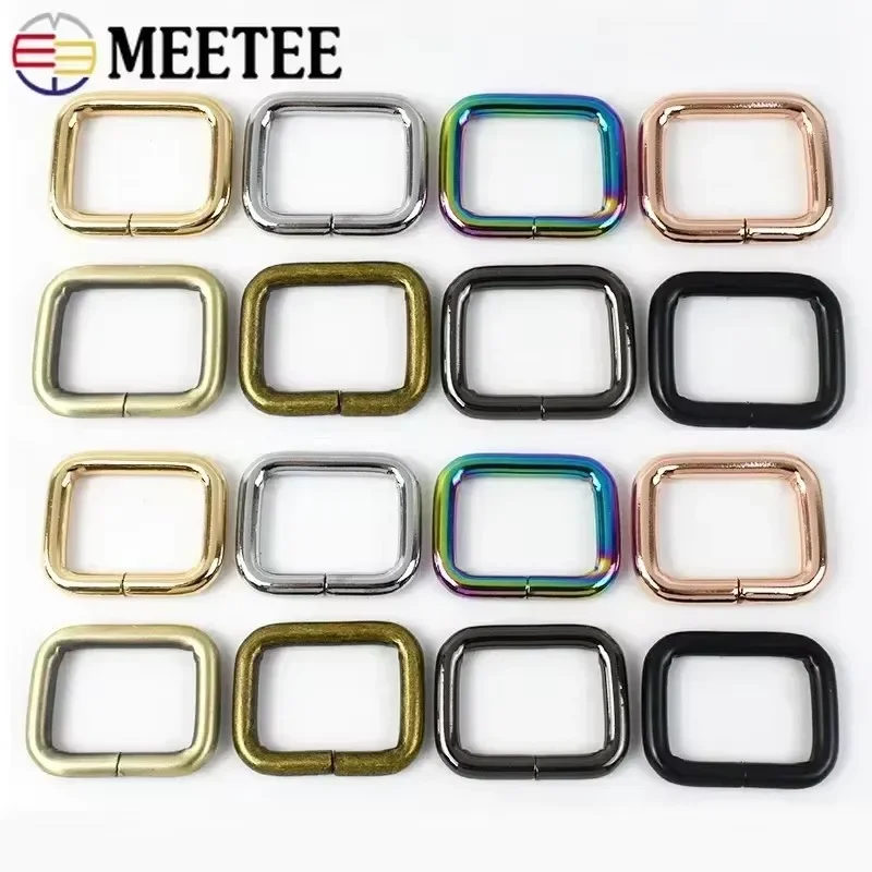 10Pcs Meetee Rectangle Metal Buckles Webbing Belt Leather Ring Buckle Clasp Handbag Strap Clip Adjuster DIY Hardware Accessories