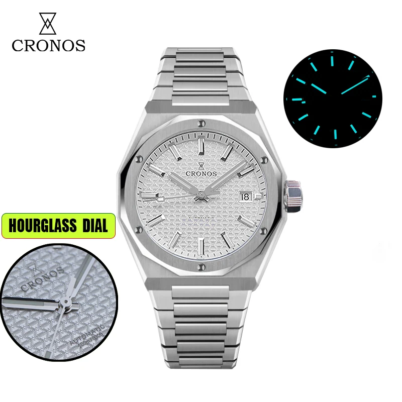 Cronos Luxury Men Watch 39mm Automatic PT5000 SW200 Wristwatches Sapphire 10ATM See-through Back L6028M