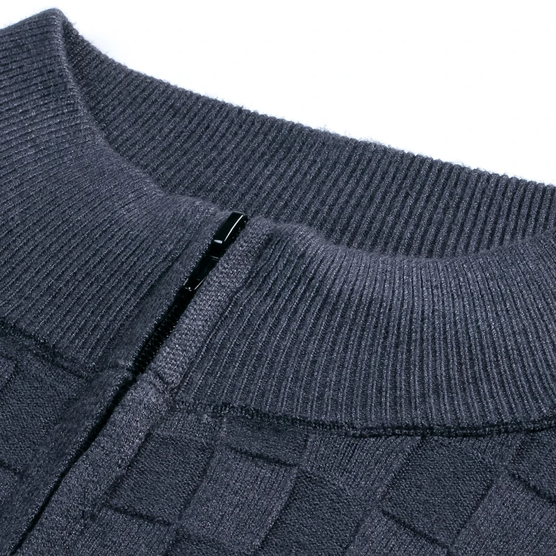 Men's Luxury Knitted Cardigan Long Sleeve Stand Collar Zipper Sweater Textured Autumn Winter Fashion Casual Versatile Men's Wear