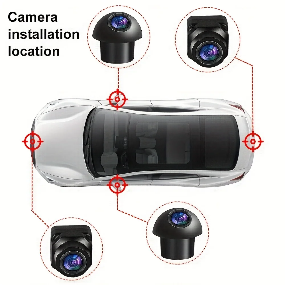 AHD 360-Degree Panoramic Camera,High-Definition Night Vision Full-Color,Front+Rear+Left+Right Surround View,Compatible