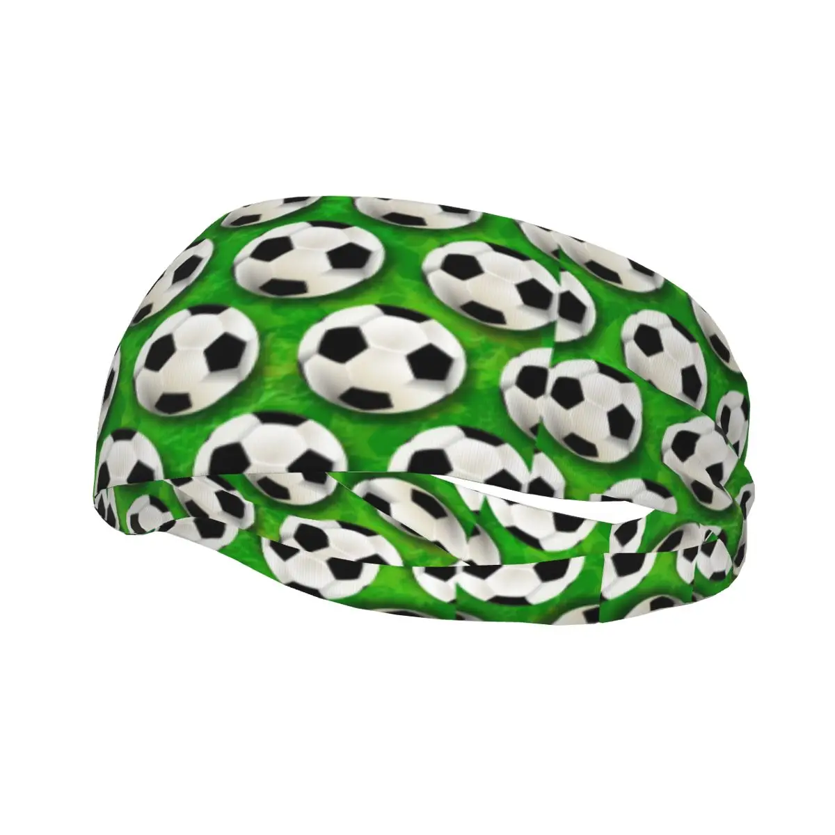 

Sports Headband Portable Hair Band Soccer Ball Green Background Hair Wrap Brace Cycling Running Exercising Sweatband