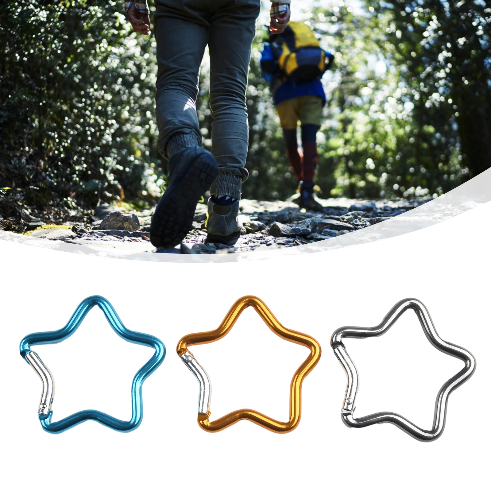 3pcs Carabiner Clips Star Spring Hook Keyring Camping Karabiner Random Color Outdoor Camping Multi Tool