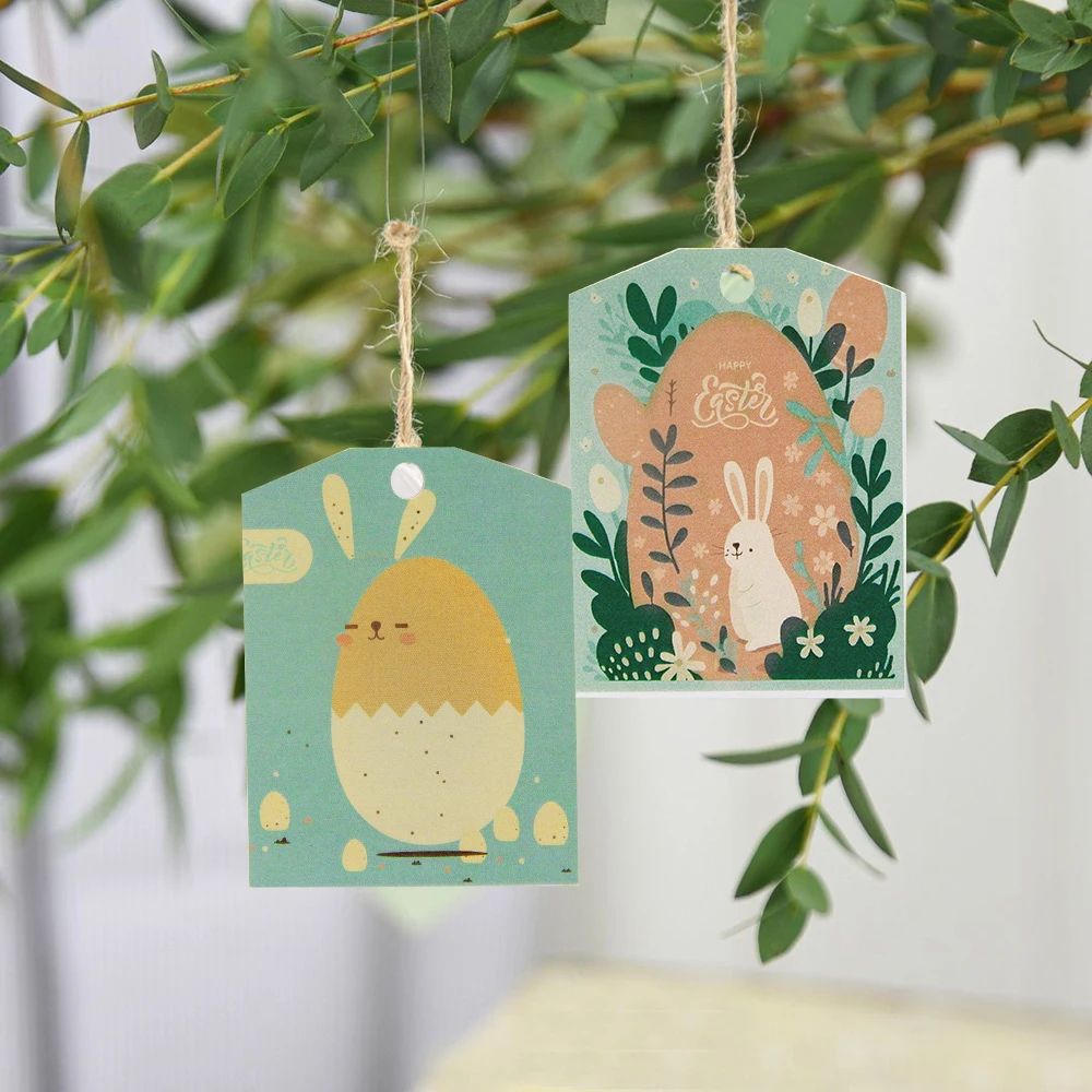 45pcs/lot Easter Rabbit Egg Hanging Tags Carton Vintage Paper Label For Happy Easter Party Decorations DIY Gifts Wrapping Supply