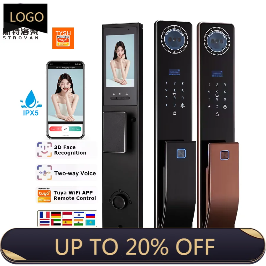 

STLF 3d Smart Lock Face Recognition Security Finger Print Lock Waterproof Multiple Languages CNC Digital Smart Lock for Home