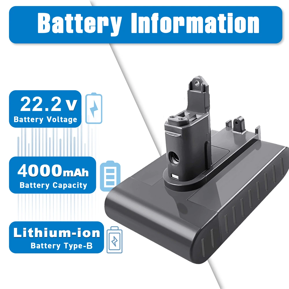 powtree For Dyson Replacement 22.2V 4000mAh Li-ion DC31 Type-B Battery For DC31 DC31B DC35 DC44 DC45 Handheld Power Tool Battery