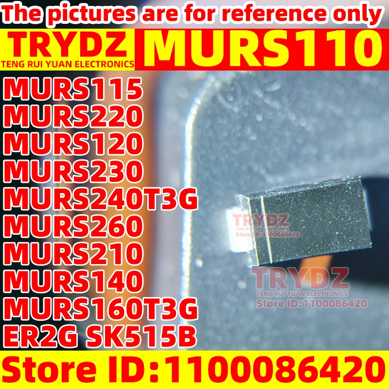 MURS110 MURS115 MURS220 MURS120 MURS230 MURS240T3G MURS260 MURS210 MURS140 MURS160 T3G ER2G SK515B, 50 개, 신제품