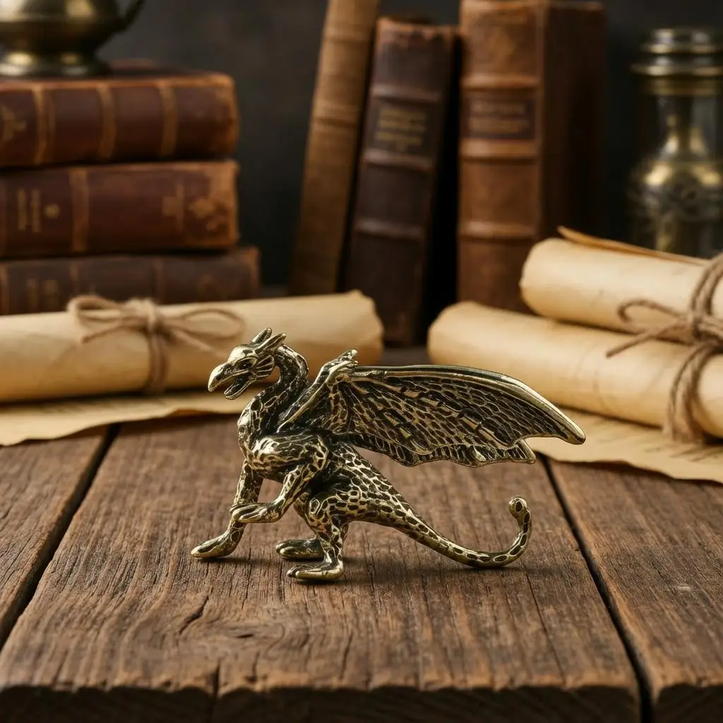 1/5 pieces of statue ornaments, small gifts, brass mythical copper flying dragon statue for collectors and enthusiasts view 5
