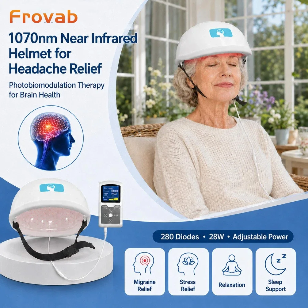 Frovab Transcranial Photobiomodulation Helmet 1070nm NIR Brain Stimulator for Cognitive Decline Memory Loss Parkinson Alzheimer Dementia