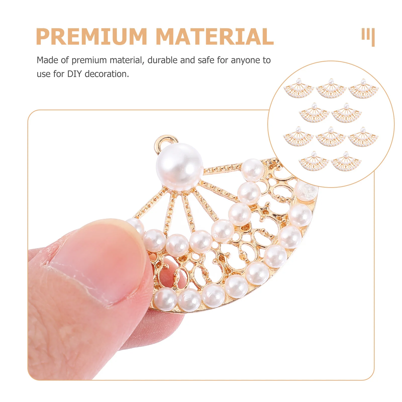 

10Pcs Pearl Jewelry Charms Premium Alloy DIY Fan Necklace Bracelet Pendants Accessories Holiday Craft Fan Charms