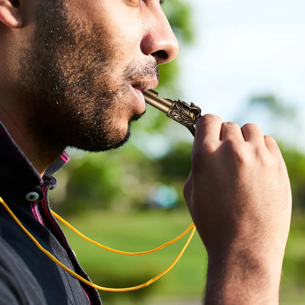 2 قطعة خمر النحاس رأس التنين صافرة المفاتيح المحمولة الطوارئ بقاء في الهواء الطلق التخييم التنزه صافرة في الهواء الطلق ملحق