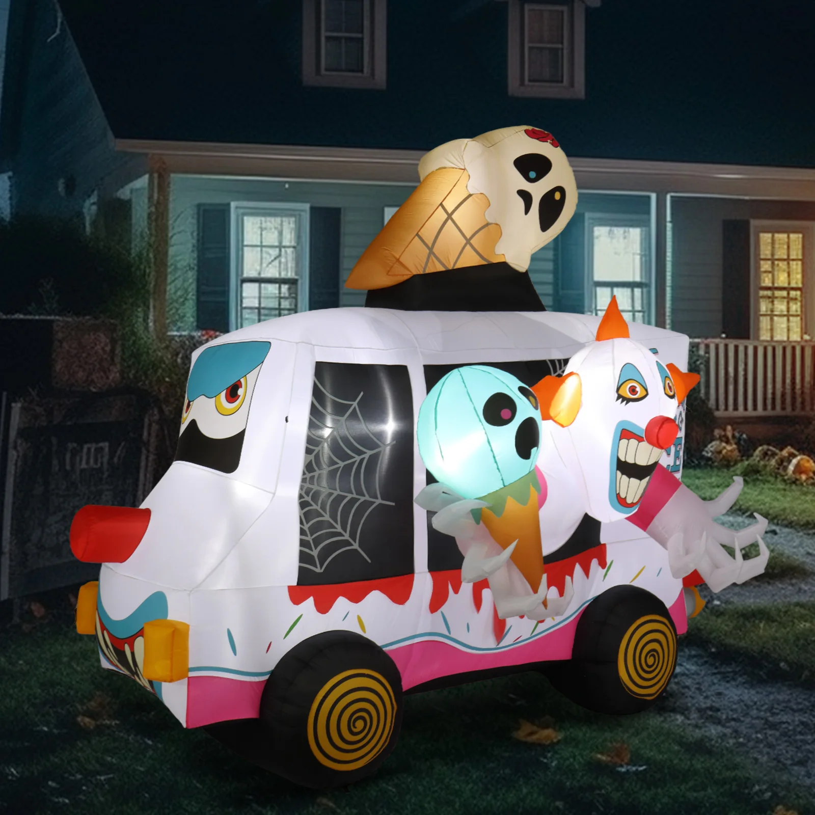 8ft Clown Ice Cream Truck Halloween Inflatable Decorations