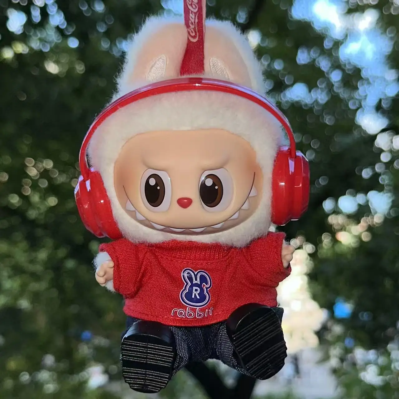 Labub v1v2v3gift용 인기 레드 토끼 티셔츠 세트 캐주얼 탑