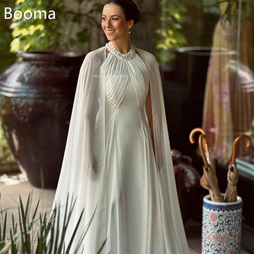 

Booma A-Line Classic O-Neck Wedding Dresses Pearls Long Brides Elegant Pleat Sleeveless Gown Custom Made 2025