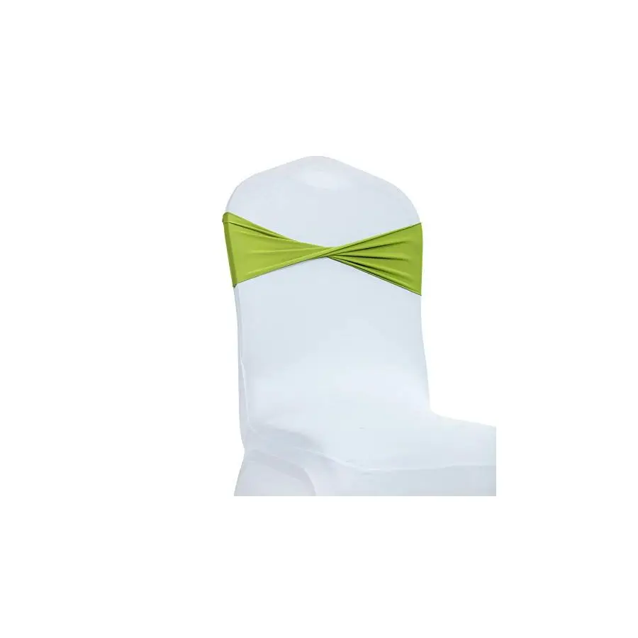 

Pack of 25 PCS Apple Green Spandex Chair Sashes Bows Without Buckle Stretch Elastic Banquet Universal Folding Chair Band Tie wit