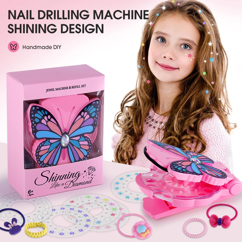 Mädchen Haarflecht-Set mit Diamant-Strass-Stickern, Glitzer-Schmuck, DIY-Bastelset, Prinzessinnen-Rollenspiel, Verkleidung, Magisches Geschenk