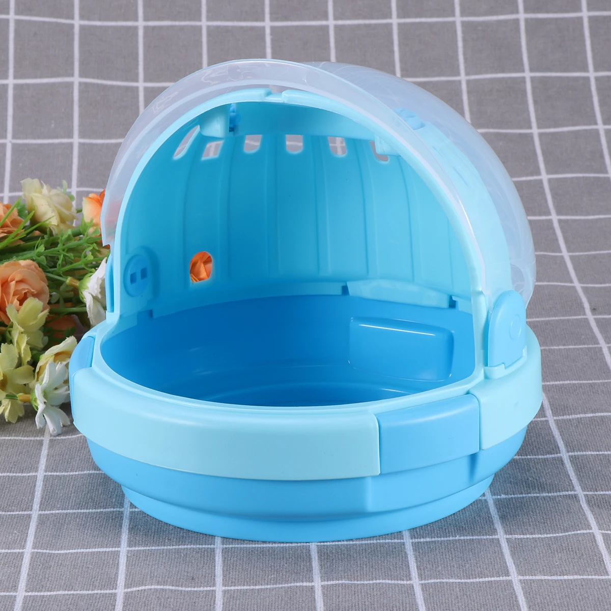 

Plastic Guinea Pig Carrier Handle Air Holes Locking Blue Small Rodent Travel Cage Pet Supplies Hamster Case Toys