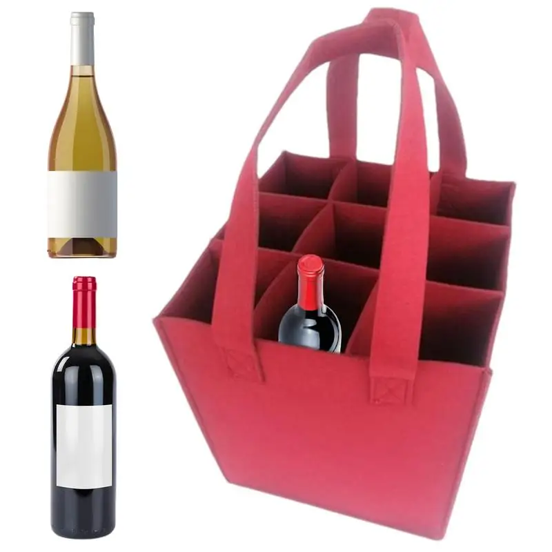 Wine Bottle Carrier Bag  9 Bottles Holder Bag  Leakproof Wine Tote with Compartments Bottles Tote  With Carry Handle For Travel