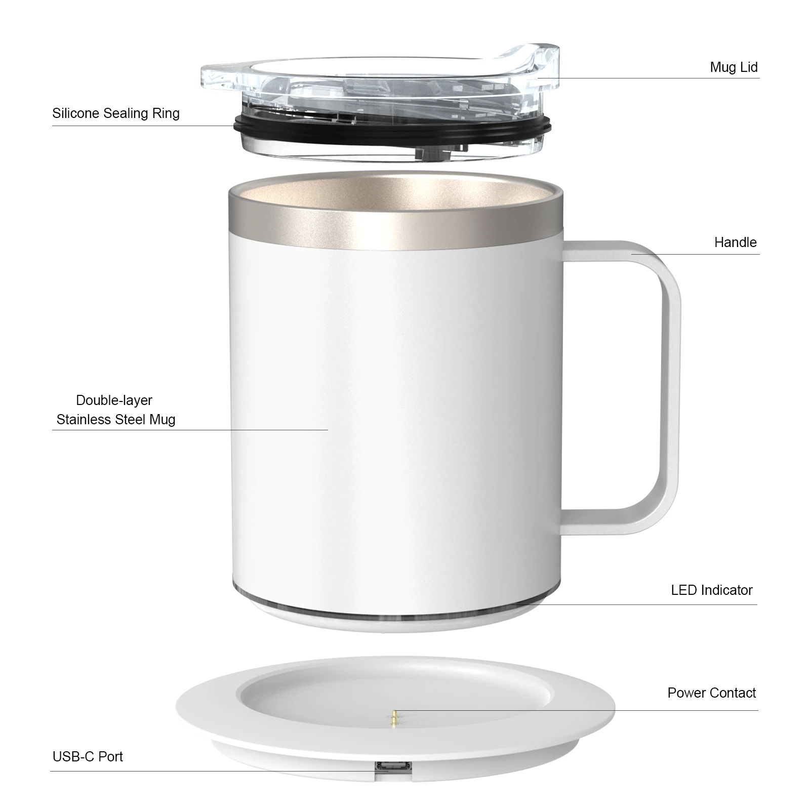 USB Self-Heating Coffee Mug with Temp Control 3