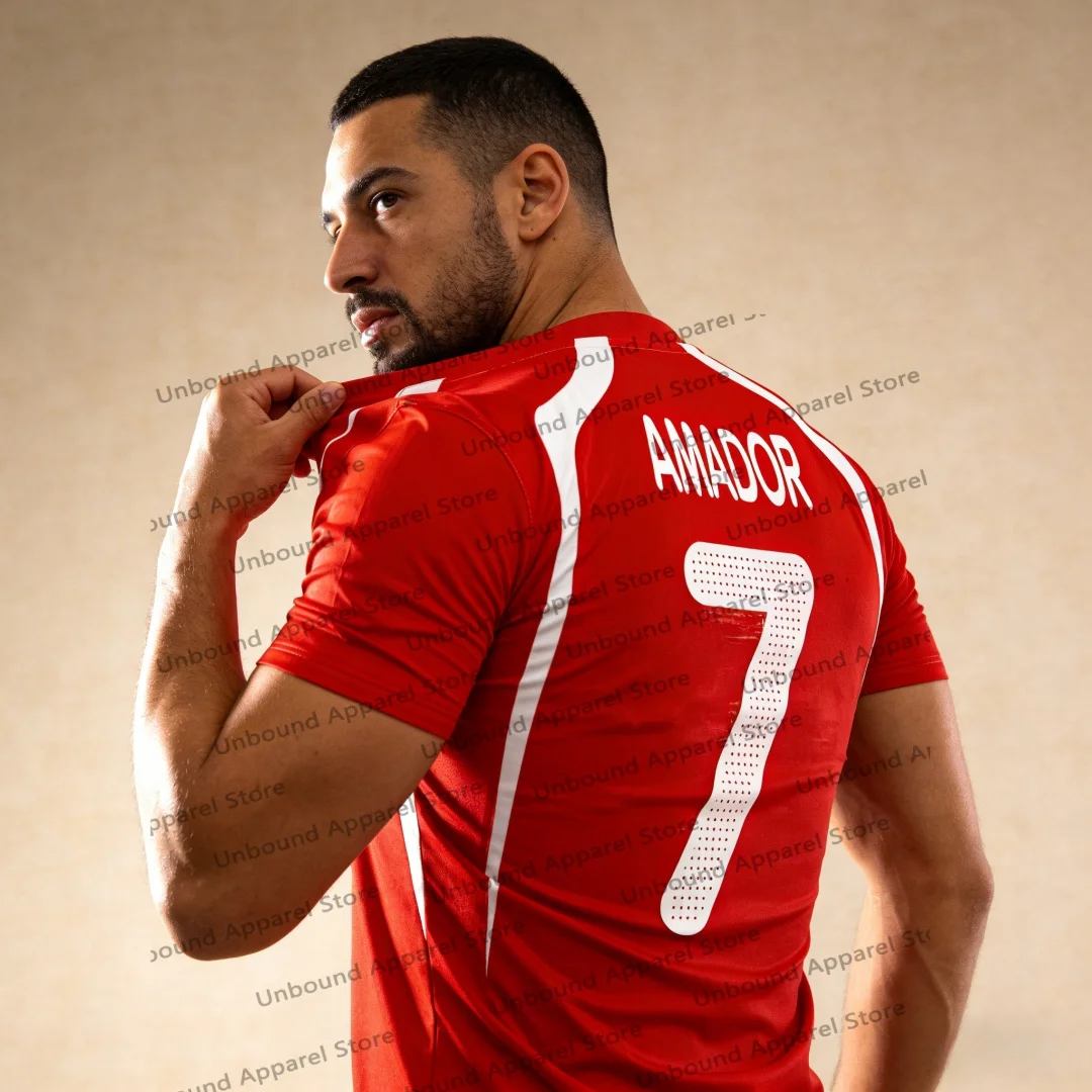 Herren-Sport-T-Shirt, atmungsaktiv, schnell trocknend, Mariscos Recio Jersey, Geschenk, Humor, Meeresfrüchte, Garnelen, Fußball, AMADOR, Weihnachts-T-Shirt